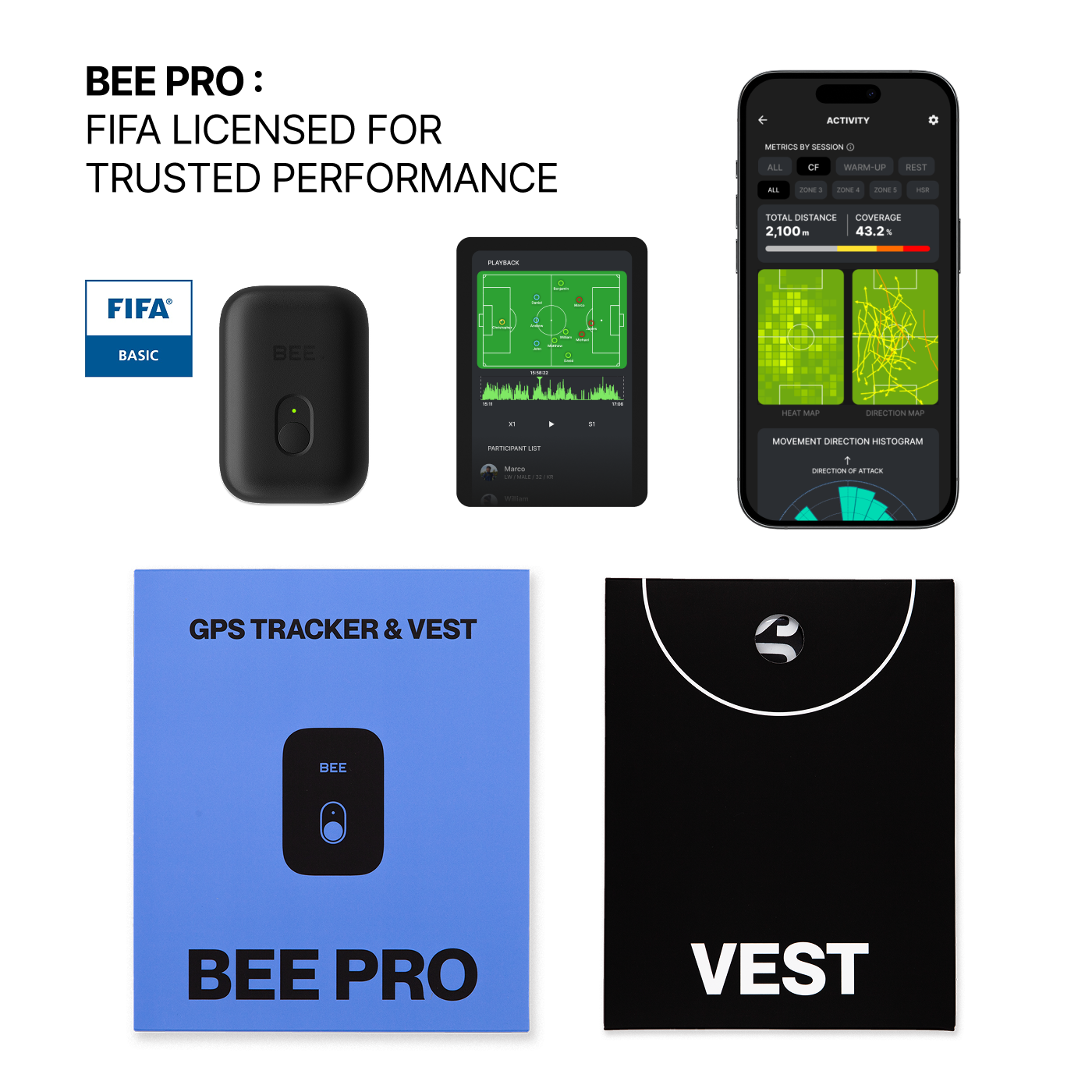 soccer bee サッカー用パフォーマンストラッカー Amazon.com: SOCCERBEE-BEE PRO 2 - Sports GPS Tracker & Vest